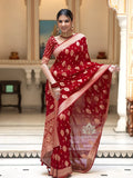 Red Jacquard Silk Saree | Traditional Wedding Wear