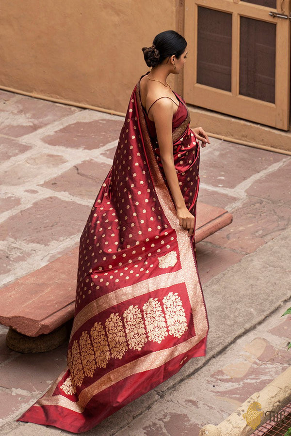 Red Jacquard Silk Saree | Traditional Wedding Wear