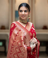 Red Jacquard Silk Saree | Traditional Wedding Wear