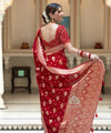 Red Jacquard Silk Saree | Traditional Wedding Wear