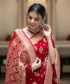 Red Jacquard Silk Saree | Traditional Wedding Wear