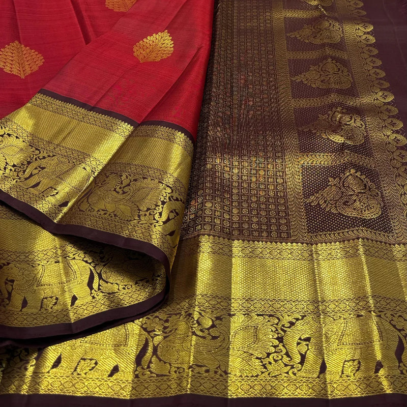 Red Kanjivaram Silk Saree | Ethnic Wear for Women