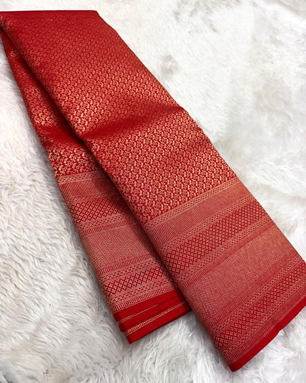 Red Kanjivaram Silk Saree | Festive & Party Wear