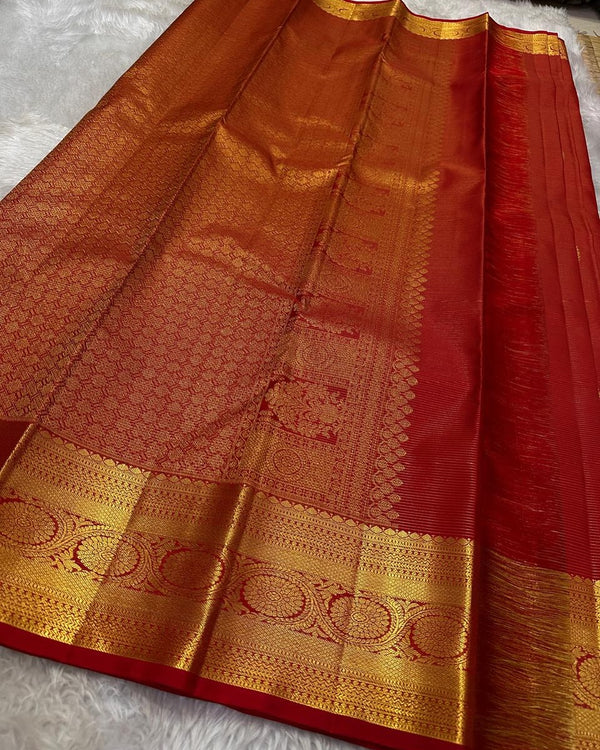 Red Kanjivaram Silk Saree | Festive & Party Wear