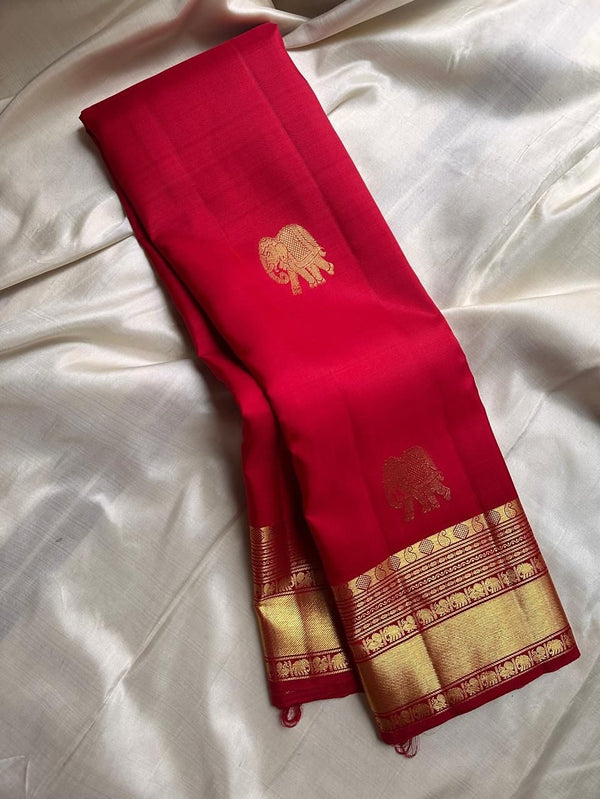 Red Kanjivaram Silk Saree | Festive & Party Wear