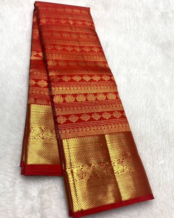 Red Kanjivaram Silk Saree | Traditional Wedding Wear