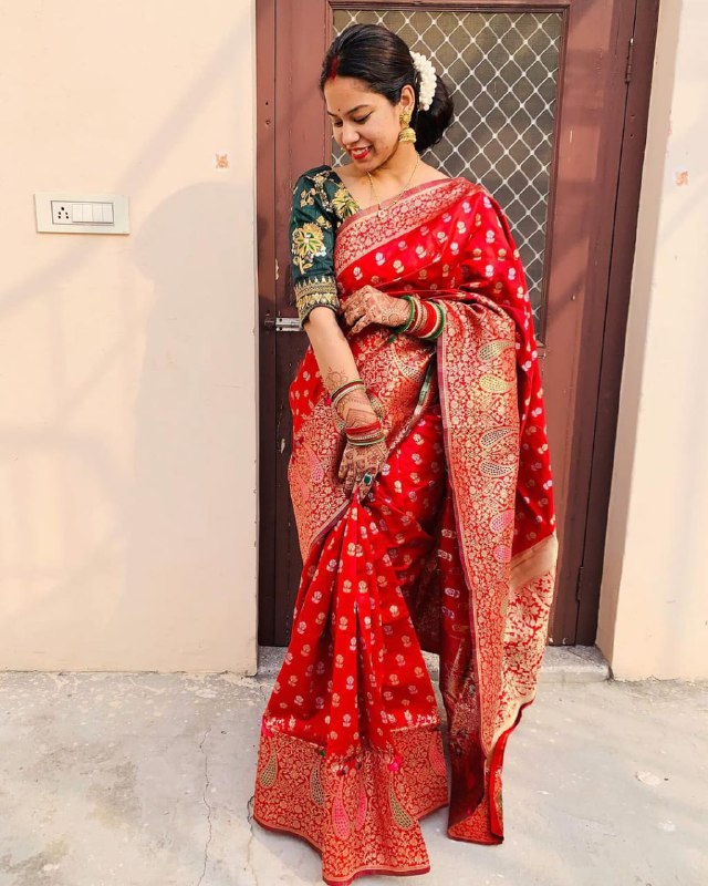 Red Kanjivaram Silk Saree | Traditional Wedding Wear