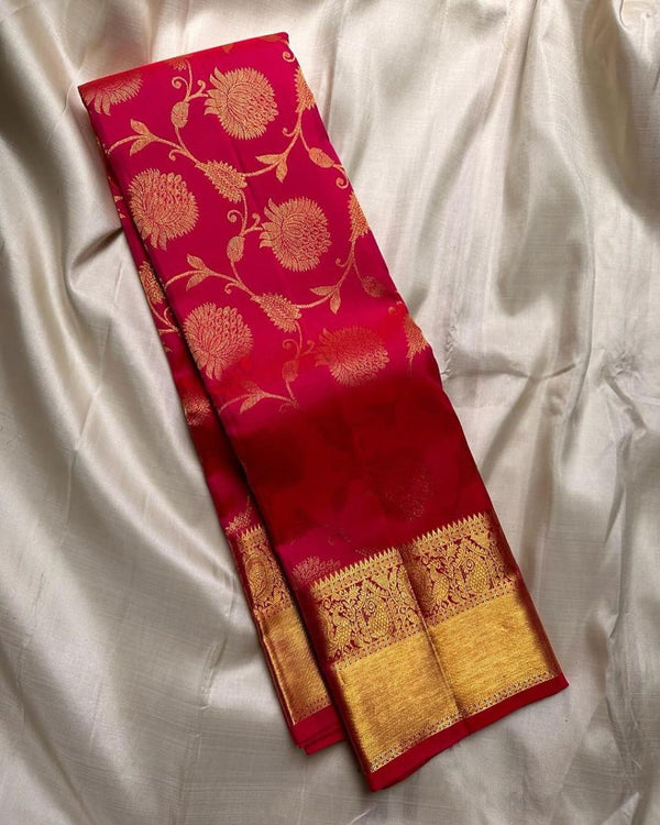 Red Kanjivaram Silk Saree | Traditional Wedding Wear detail view