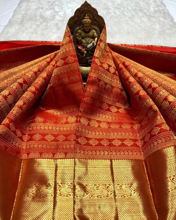 Red Kanjivaram Silk Saree | Traditional Wedding Wear