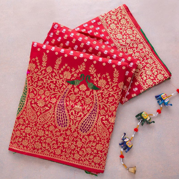Red Kanjivaram Silk Saree | Traditional Wedding Wear