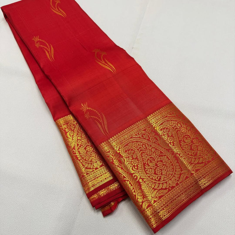 Red Kanjivaram Silk Saree | Traditional Zari Weave