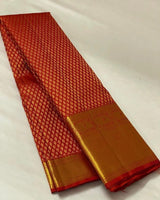 Red Kanjivaram Silk Saree | Traditional Zari Weave