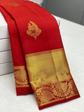 Red Kanjivaram Silk Saree | Traditional Zari Weave
