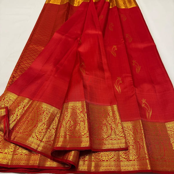 Red Kanjivaram Silk Saree | Traditional Zari Weave