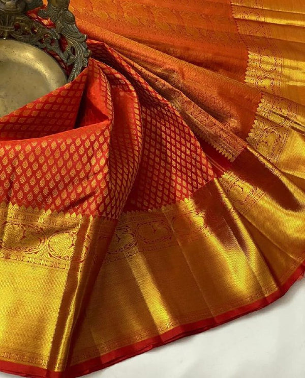 Red Kanjivaram Silk Saree | Traditional Zari Weave