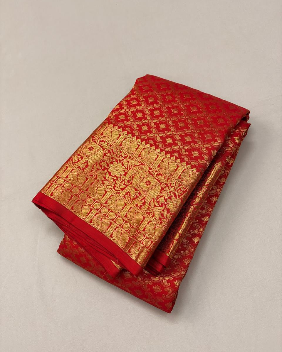 Red Kanjivaram Silk Saree | Wedding & Festive Wear