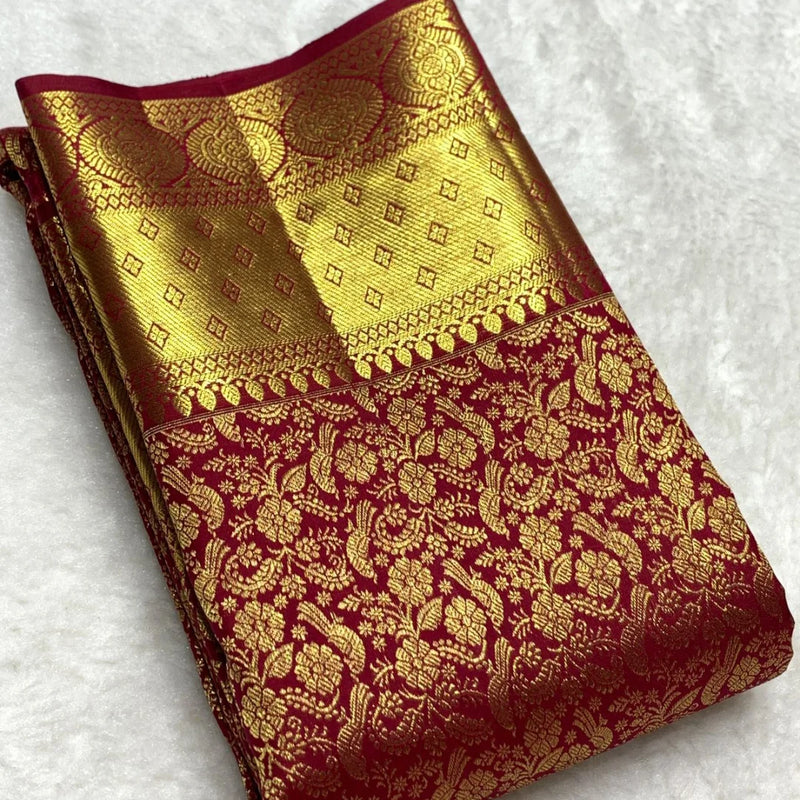 Red Kanjivaram Silk Saree | Wedding & Reception Wear