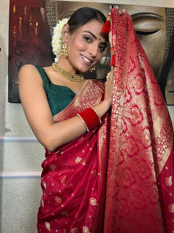 Red Paithani Silk Saree | Festive & Party Wear
