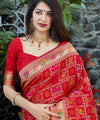 Red Paithani Silk Saree | Peacock Motif Zari Pallu