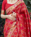 Red Paithani Silk Saree | Peacock Motif Zari Pallu