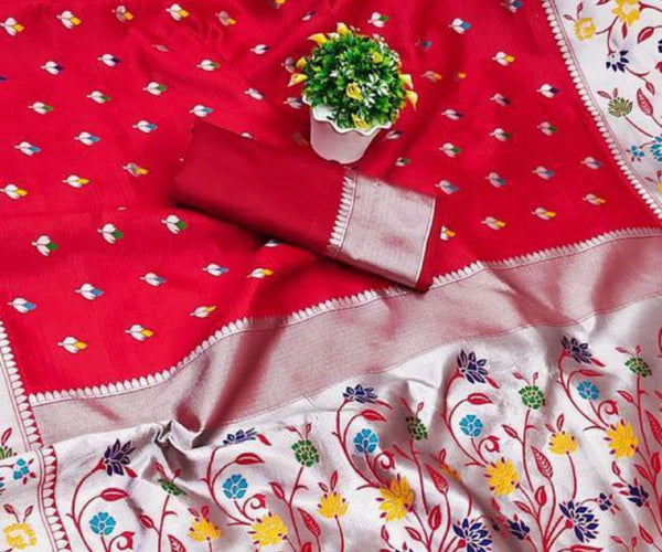 Red Paithani Silk Saree | Traditional Wedding Wear