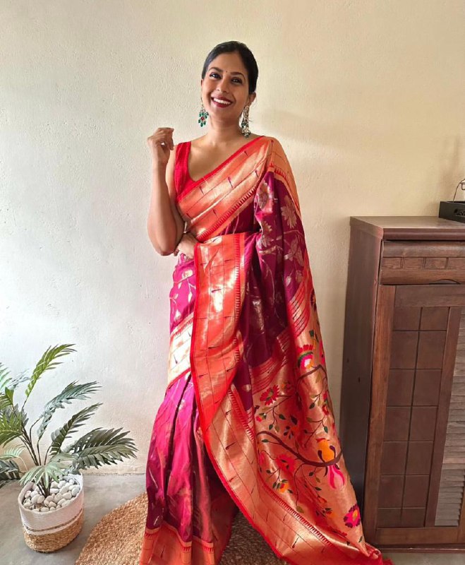 Red Paithani Silk Saree | Wedding & Festive Wear
