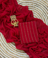 Red Rangoli Crush Saree with Sequin Bits Blouse | RD VIAANA