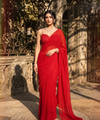 Red Rangoli Crush Saree with Sequin Bits Blouse | RD VIAANA