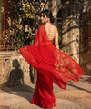 Red Rangoli Crush Saree with Sequin Bits Blouse | RD VIAANA
