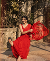 Red Rangoli Crush Saree with Sequin Bits Blouse | RD VIAANA
