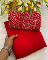 Red Satin Bollywood Saree with Moti Work Designer Blouse | RD DIVISHA