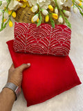 Red Satin Bollywood Saree with Moti Work Designer Blouse | RD DIVISHA