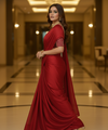 Red Satin Bollywood Saree with Moti Work Designer Blouse | RD DIVISHA