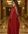 Red Satin Bollywood Saree with Moti Work Designer Blouse | RD DIVISHA