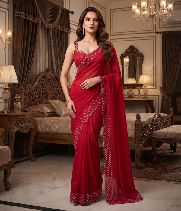 Red Silk Saree | Wedding & Festive Wear detail view