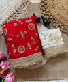 Red Space Satin Sequin Bits Work Saree for Party Wear | RD RAADO