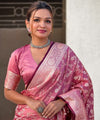 Rose Pink Jacquard Silk Saree | Wedding & Reception Wear