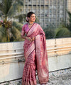 Rose Pink Jacquard Silk Saree | Wedding & Reception Wear