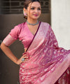 Rose Pink Jacquard Silk Saree | Wedding & Reception Wear