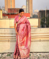 Rose Pink Jacquard Silk Saree | Wedding & Reception Wear