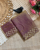 Rose Taupe Space Silk Jarkan Work Saree for Wedding & Party | RD TAMANAH