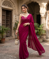 Roseberry Pink Rangoli Crush Saree with Sequin Bits Blouse | RD VIAANA