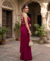 Roseberry Pink Rangoli Crush Saree with Sequin Bits Blouse | RD VIAANA