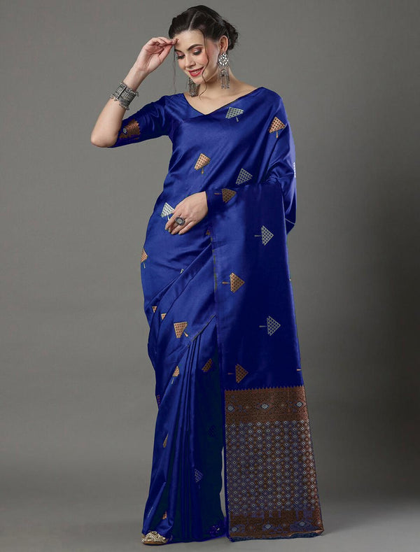 Royal Blue Banarasi Silk Saree | Bridal & Festive Wear