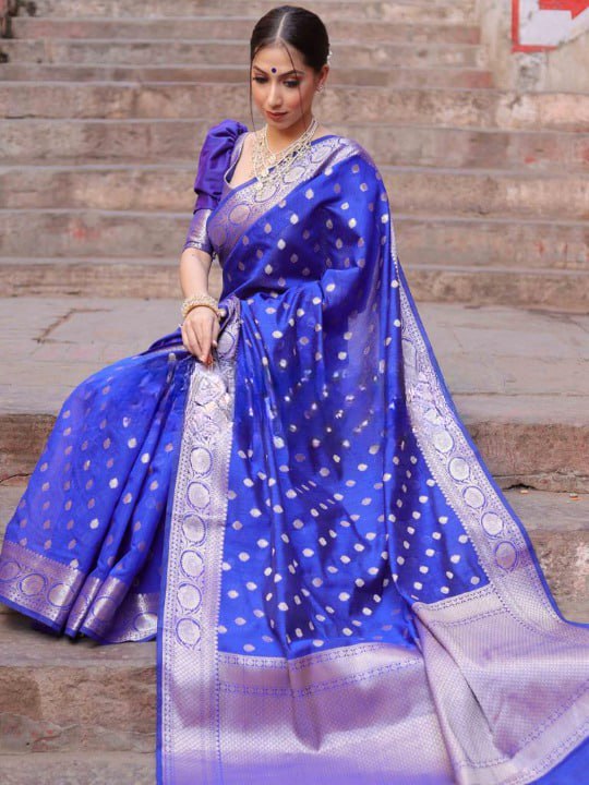 Royal Blue Banarasi Silk Saree | Ethnic Wear for Women