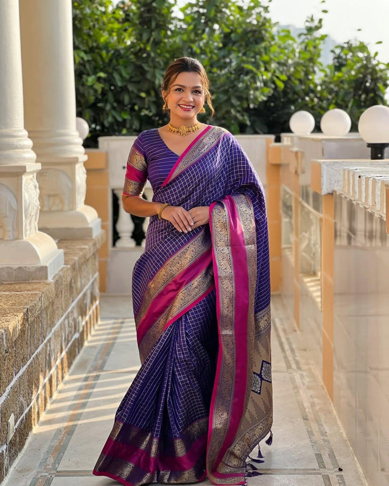 Royal Blue Banarasi Silk Saree | Traditional Wedding Wear