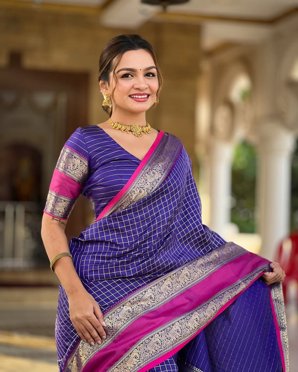 Royal Blue Banarasi Silk Saree | Traditional Wedding Wear