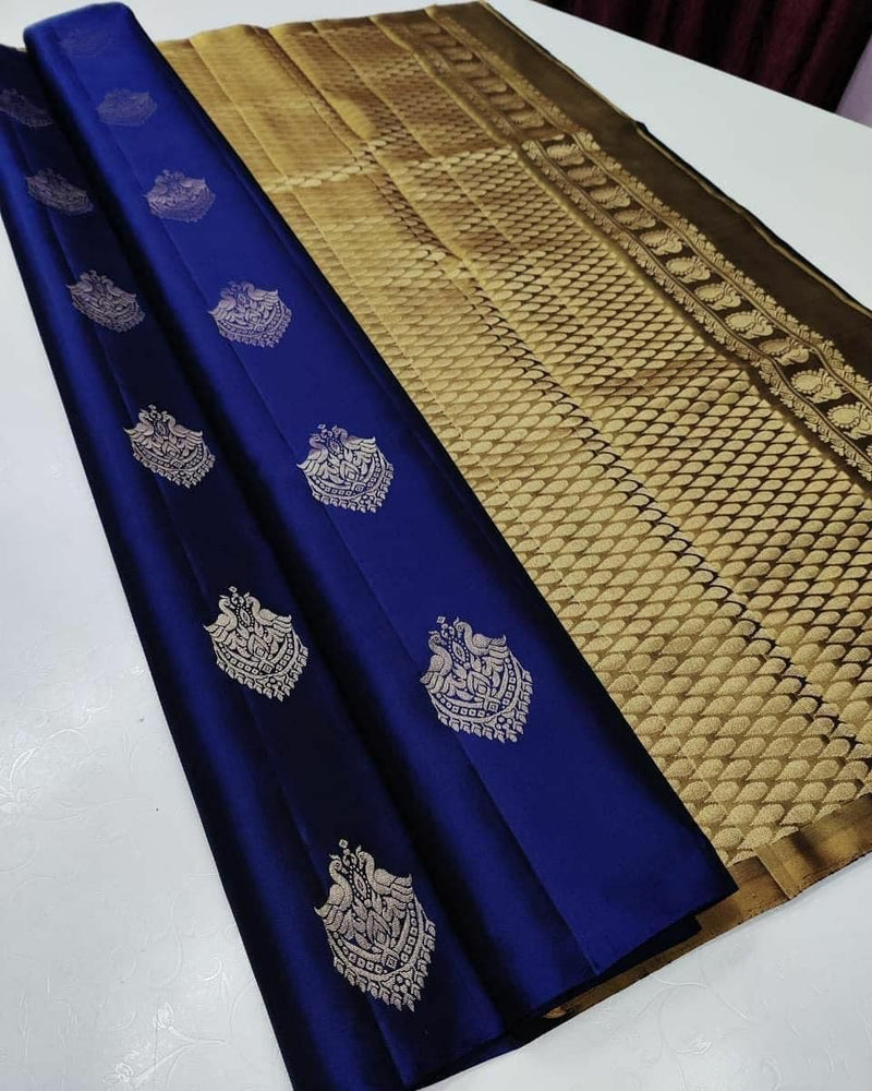 Royal Blue Banarasi Silk Saree | Traditional Zari Weave