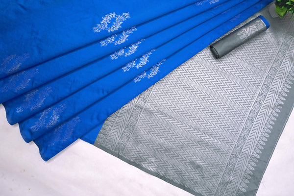 Royal Blue Banarasi Silk Saree | Wedding & Reception Wear