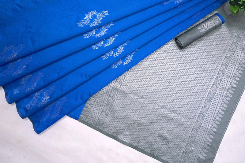 Royal Blue Banarasi Silk Saree | Wedding & Reception Wear